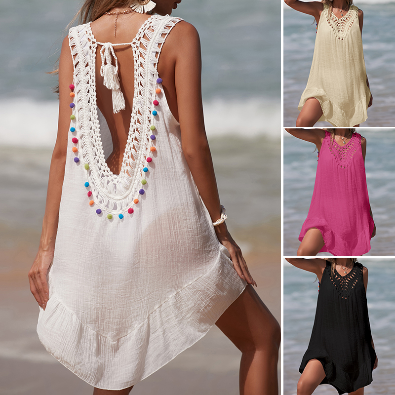 Cover Up Kaftan - Женское короткое платье с v-образным вырезом