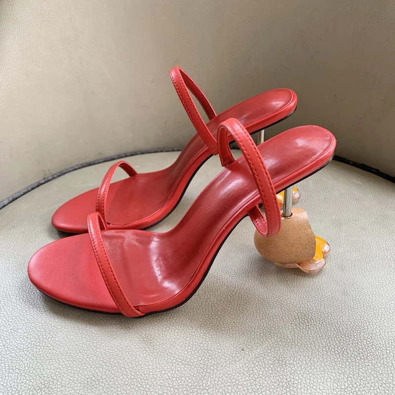 Sandal Strappy Heeled - Летние босоножки с ремешками, открытый носок,