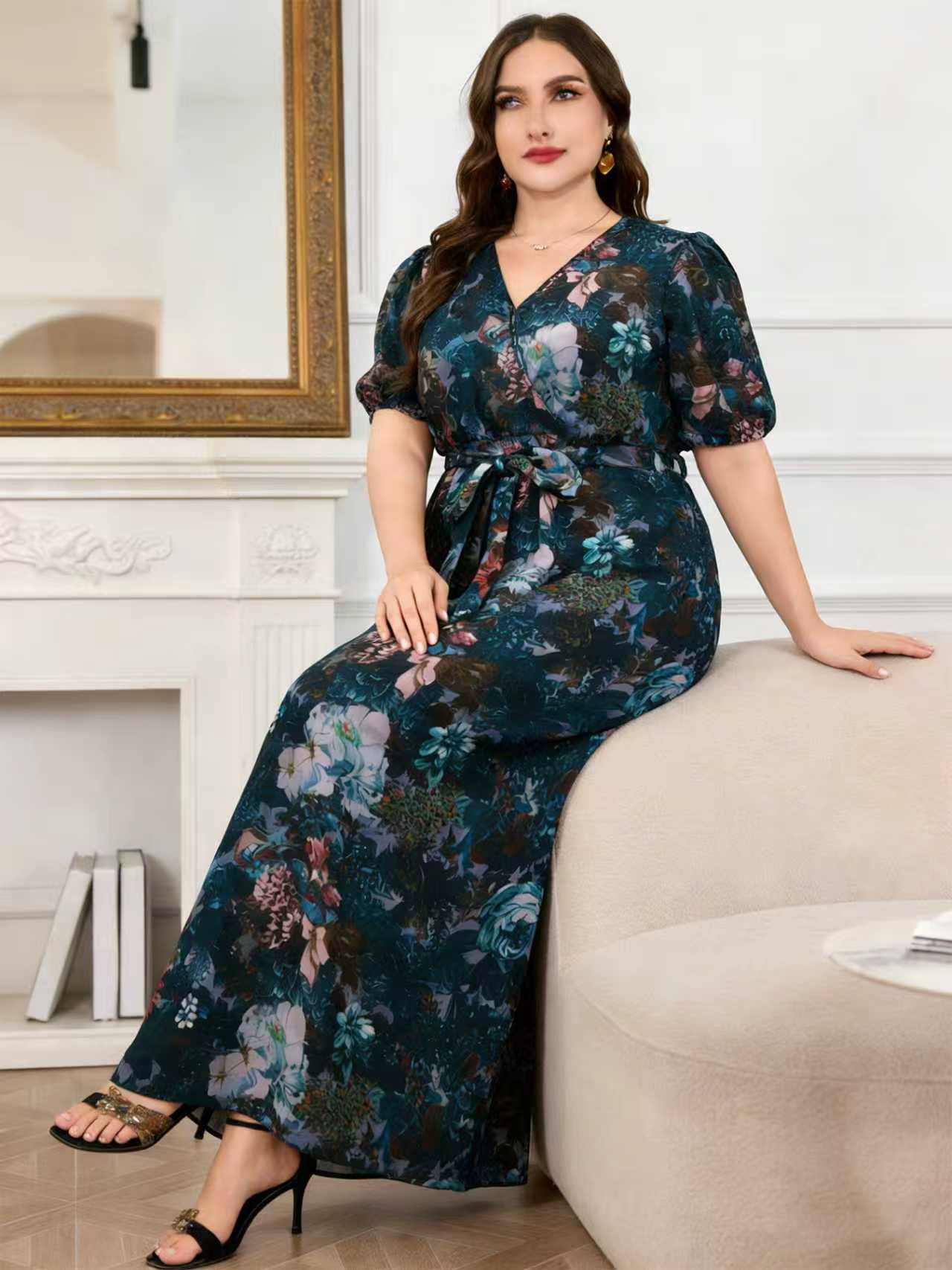 Romper Floral Print - Новинка 2026: Женское длинное шифоновое платье