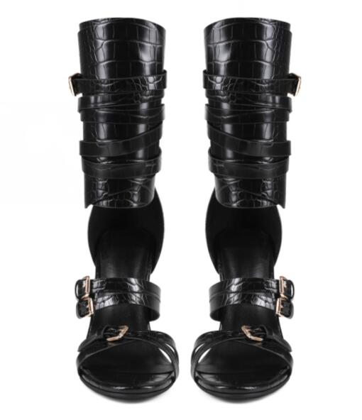 Сексуальные черные кожаные бос – обзор и цена Sandal Strappy Heeled