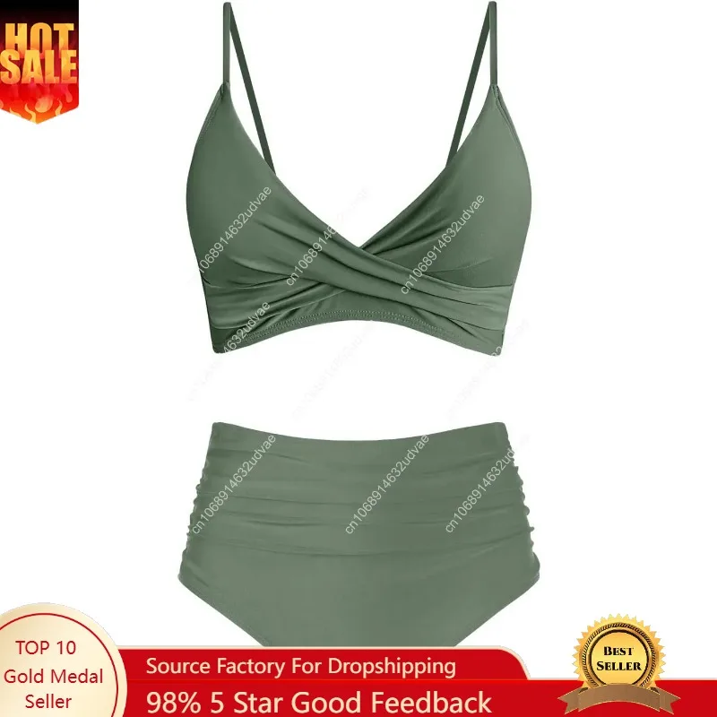 Женский комплект бикини с высо – обзор и цена Swimsuit Bikini Ruched