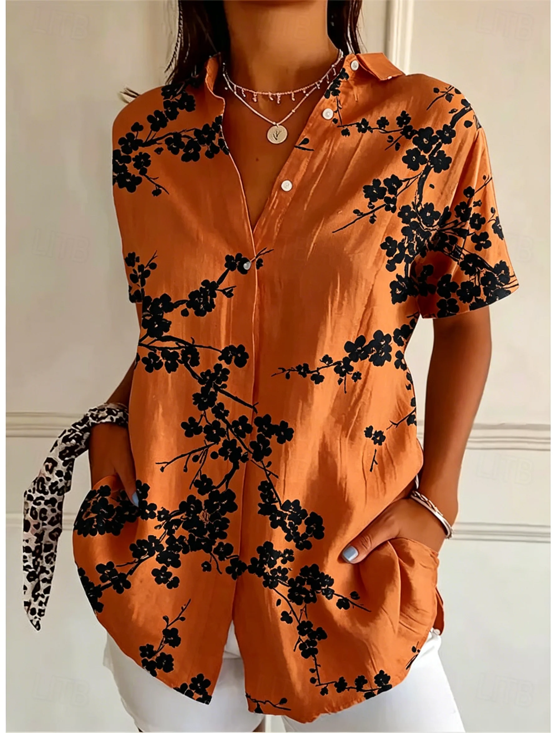 Женская повседневная блузка с  – обзор и цена Romper Floral Print