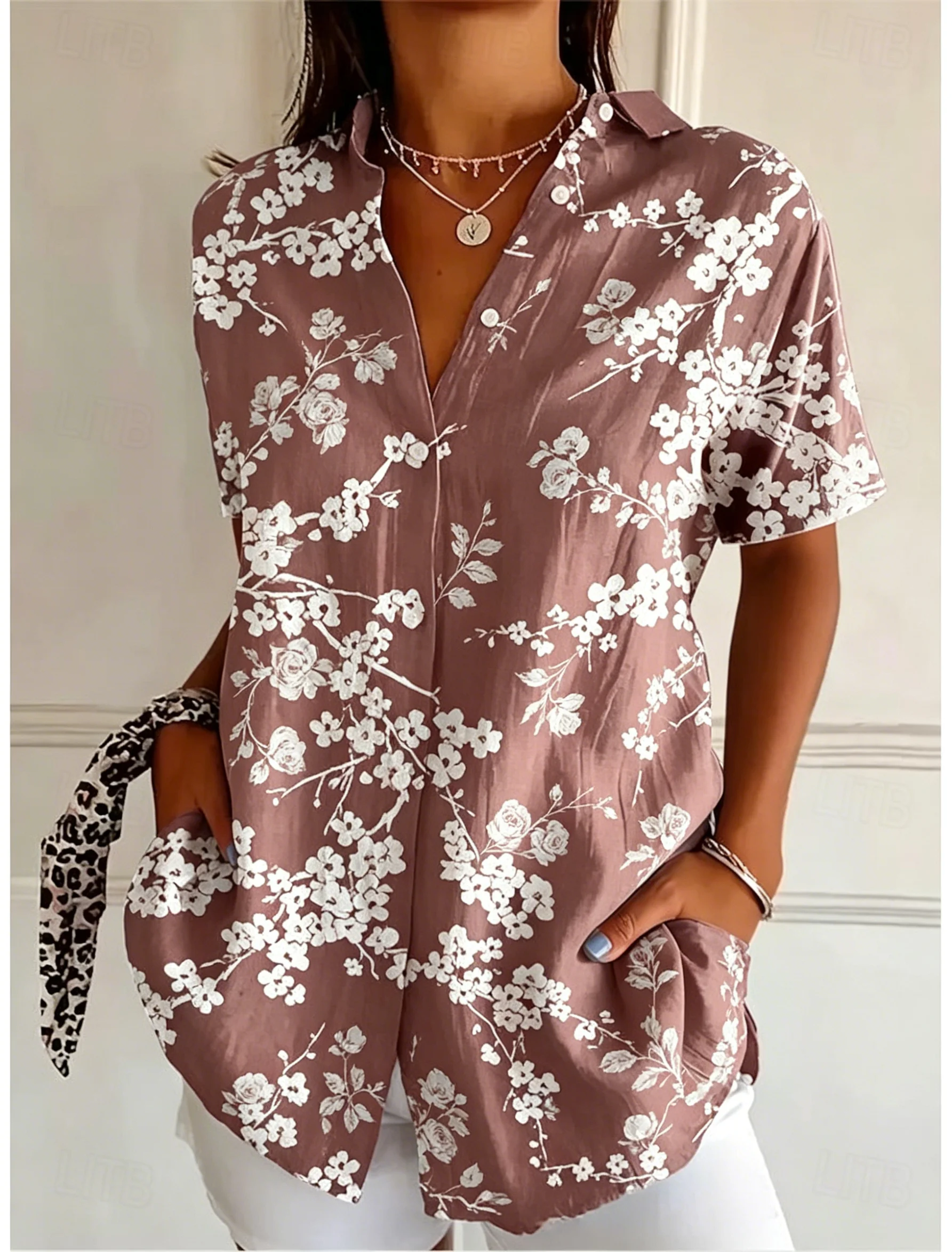 Женская повседневная блузка с  – обзор и цена Romper Floral Print