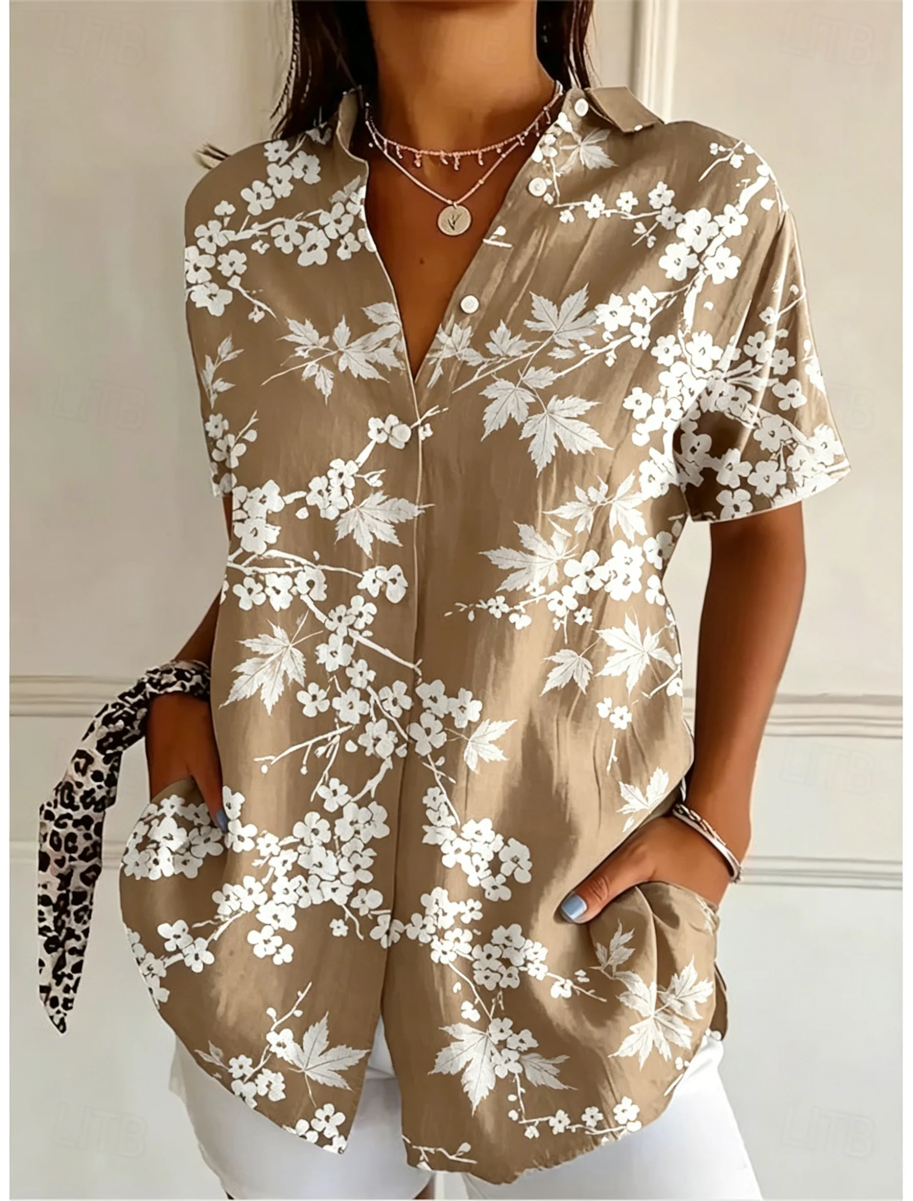 Женская повседневная блузка с  – обзор и цена Romper Floral Print