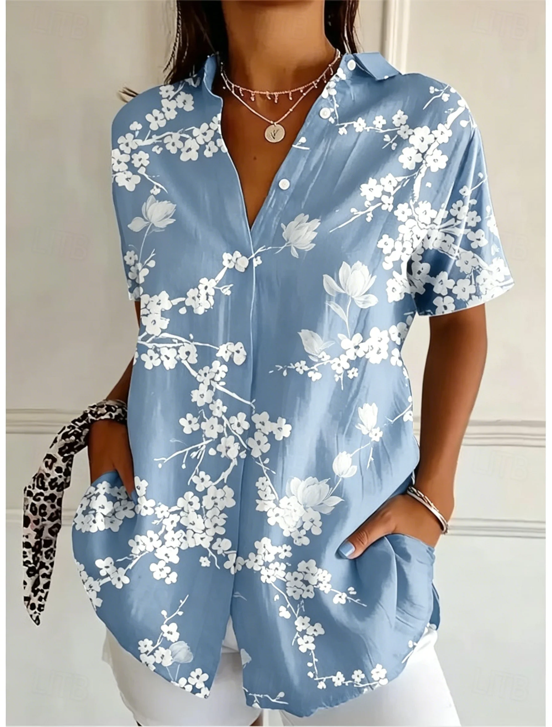 Женская повседневная блузка с  – обзор и цена Romper Floral Print
